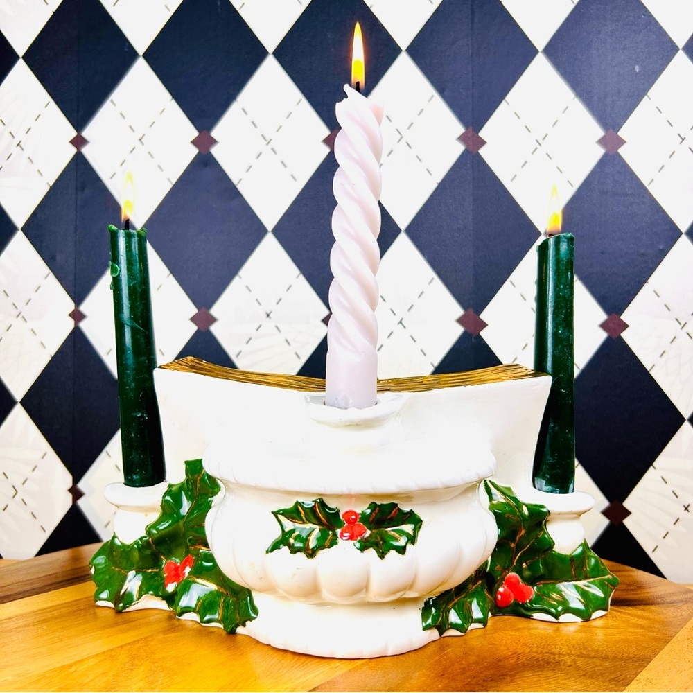 Elegant Christmas CandleHolder or Vase – Open Book Vintage| Ceramic - Picture 4 of 14